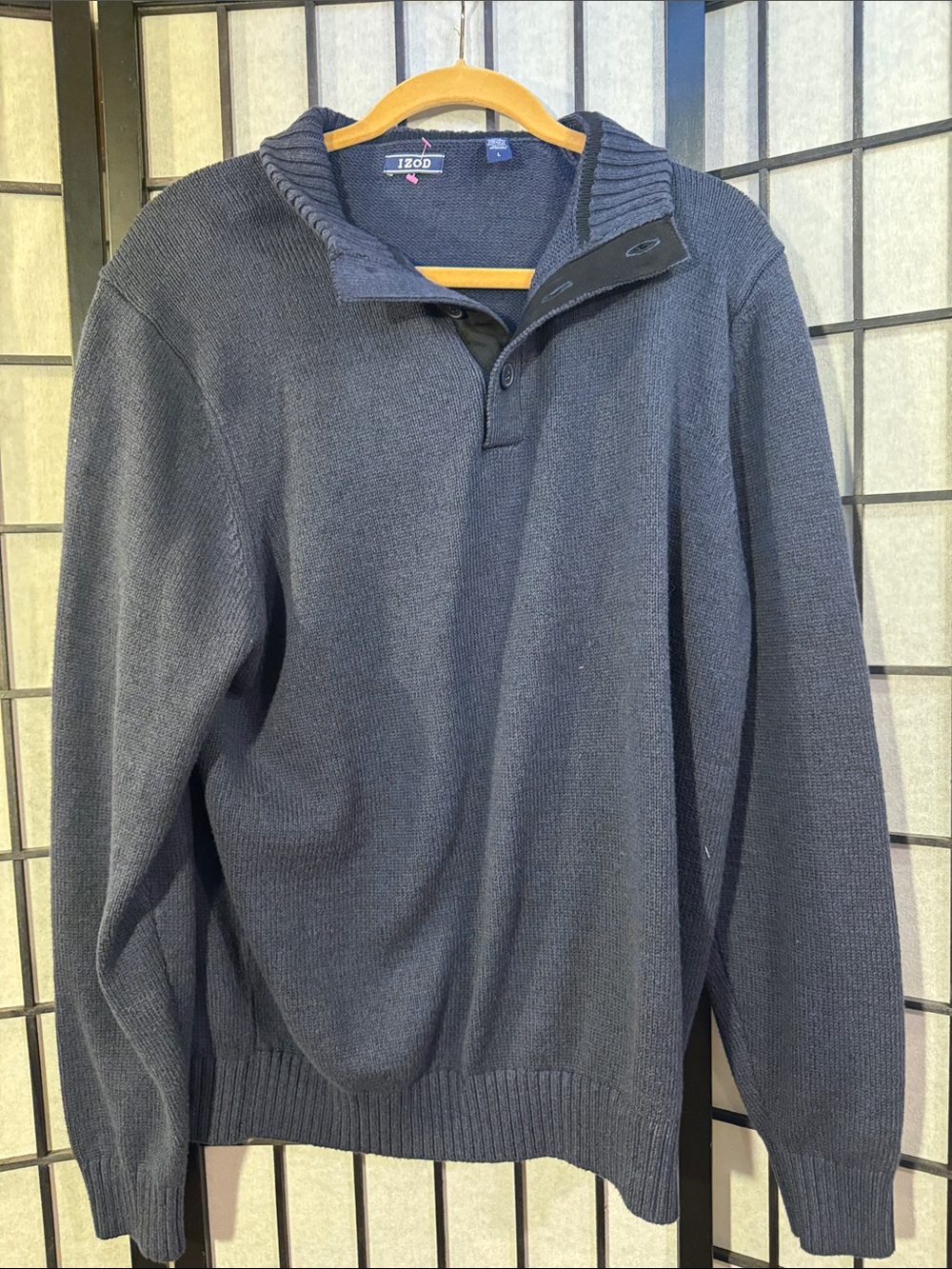IZOD Men's Navy Quarter-Button Knit Sweater